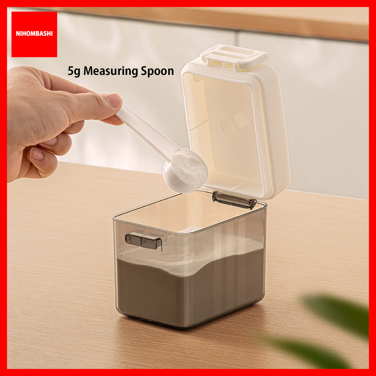 Airtight Food Storage Container with 5g Spoon, Stackable for Milk Powder