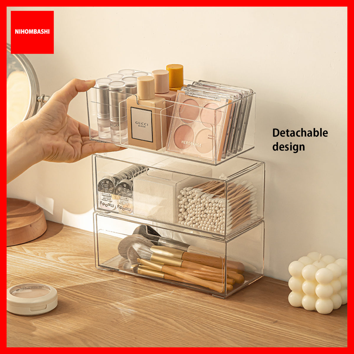 Desk Organizer Drawer Stackable Plastic Storage Box for Makeup