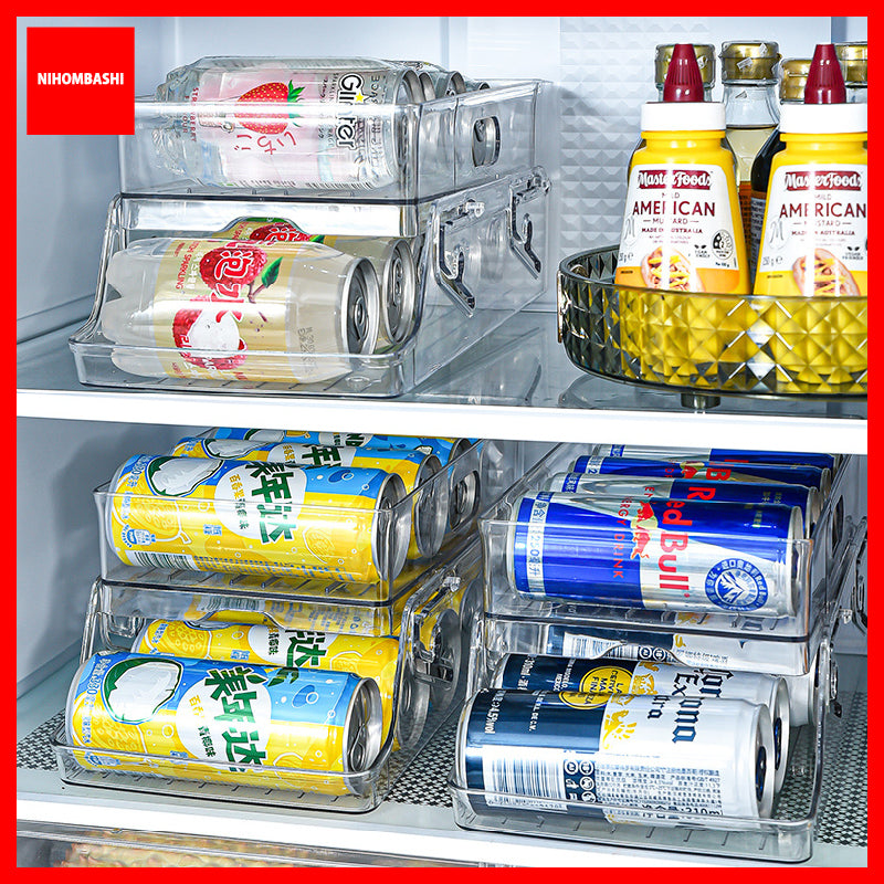 Fridge Can Organizer 2 Layer Rolling Drink Dispenser Holds 11 Cans