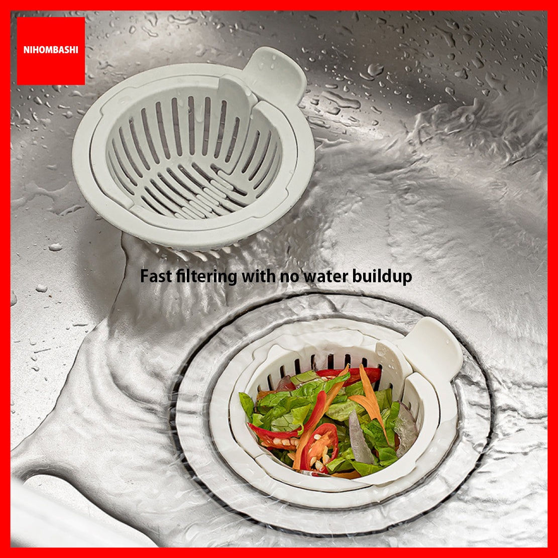 Kitchen Sink Strainer Basket PP Anti-Clog Drain Filter with Thumb Release