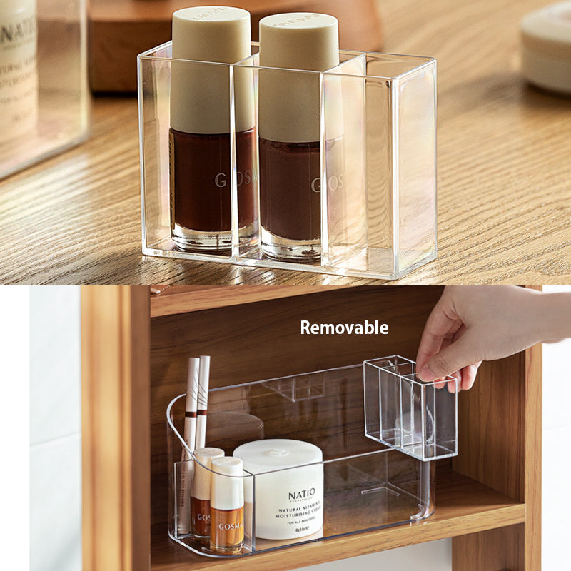 Makeup Organizer Tray Holder with Removable Lipstick Insert, Clear