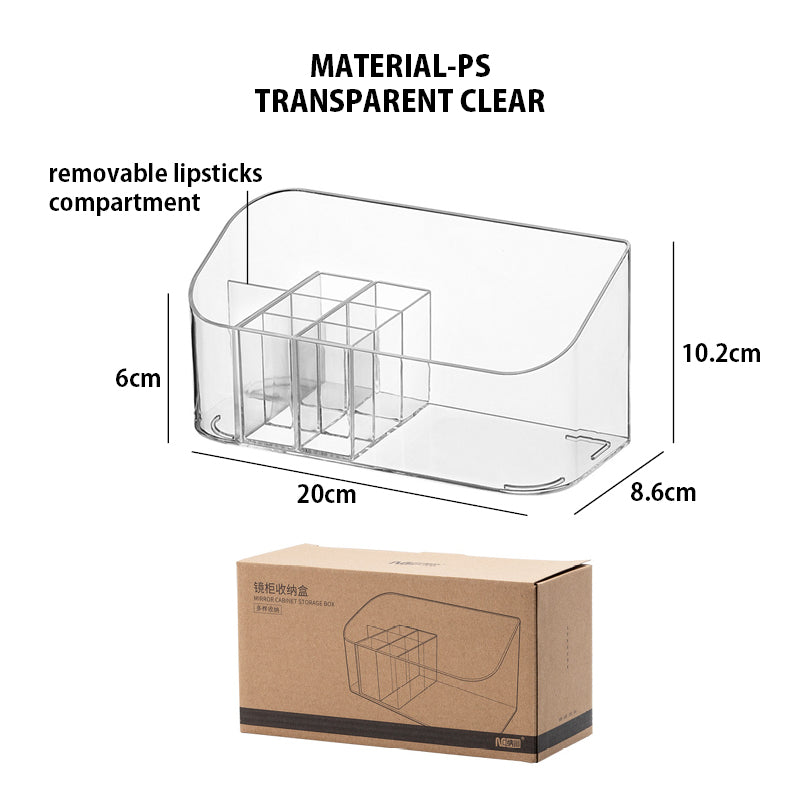 Makeup Organizer Tray Holder with Removable Lipstick Insert, Clear