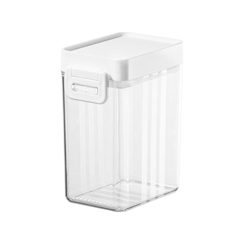 Clear airtight food container with measuring spoon