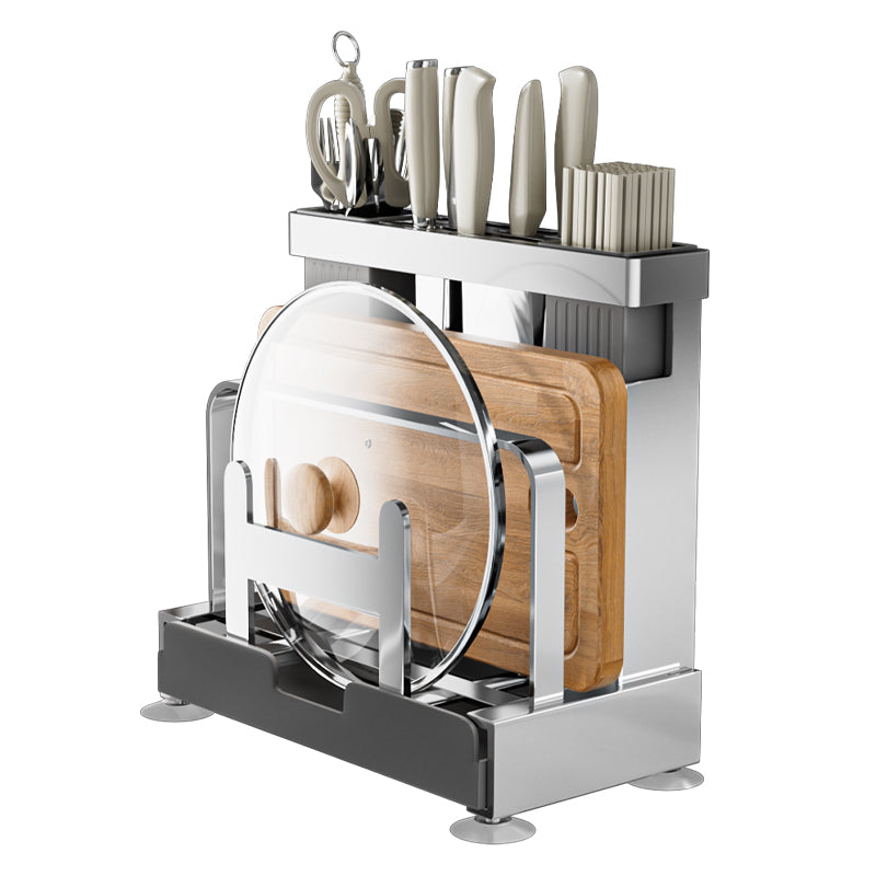 304 stainless steel dish rack with pot lid and cutting board holders