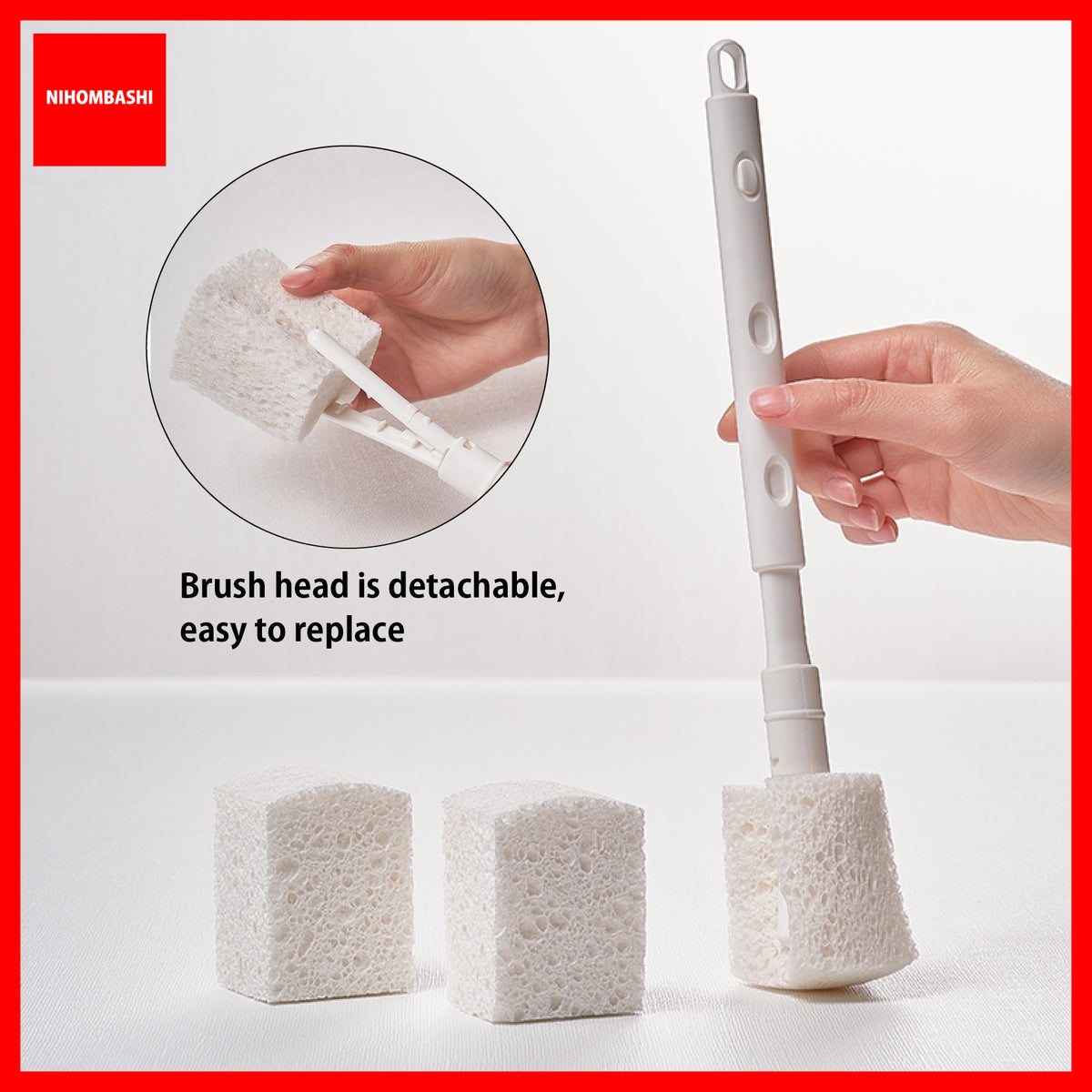Cup and Bottle Cleaning Brush Extendable Long Handle Wood Pulp Sponge