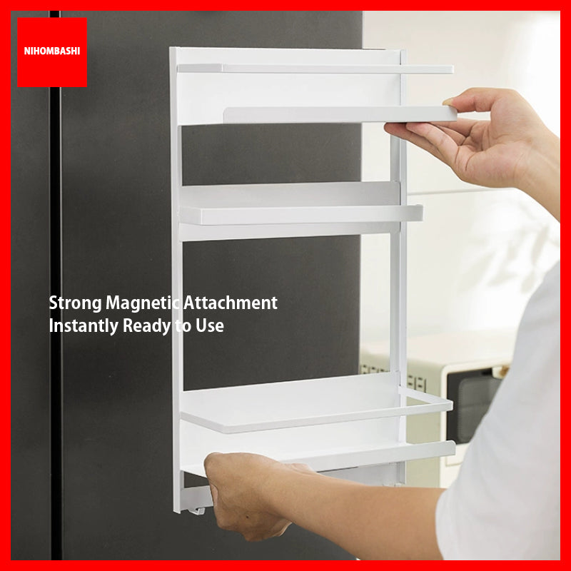 Magnetic Fridge Rack Spice Shelf Paper Towel Holder No Drill Carbon Steel