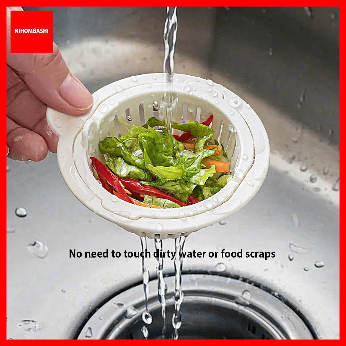 Kitchen Sink Strainer Basket PP Anti-Clog Drain Filter with Thumb Release