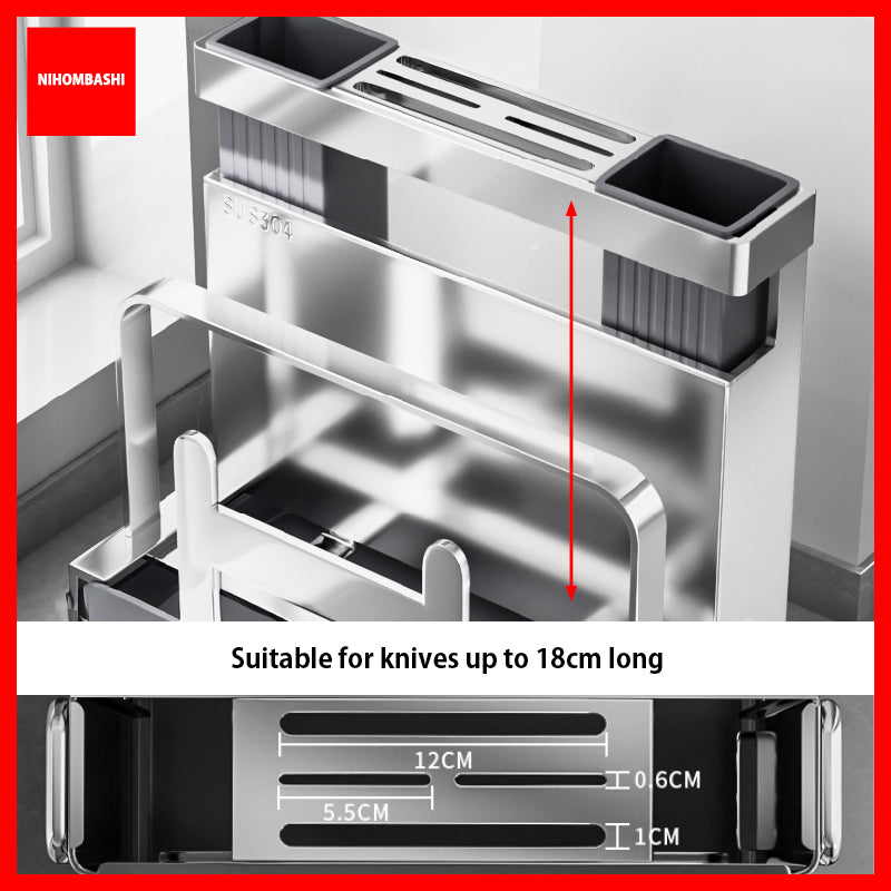 Knife Rack 304 Stainless Steel Pot Lid Cutting Board Holder Suction Base