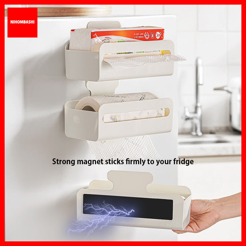 Magnetic Paper Towel Holder for Fridge No Drill Kitchen Tissue Organizer