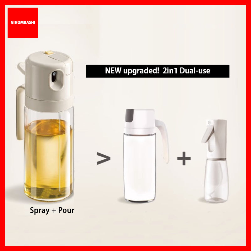 Oil Sprayer 2-in-1 Spray and Pour Glass Dispenser Bottle 550ml