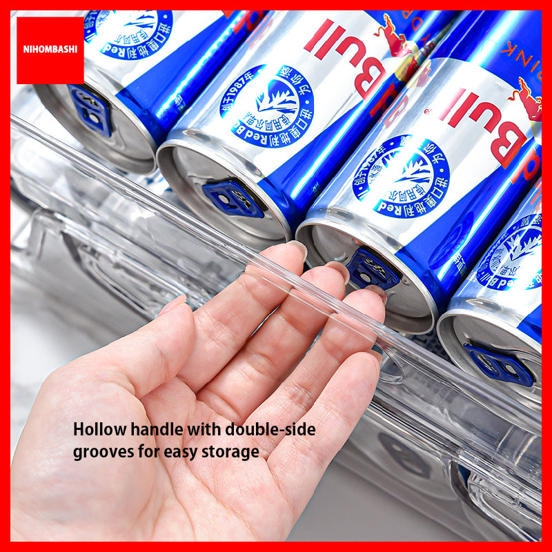 Fridge Can Organizer 2 Layer Rolling Drink Dispenser Holds 11 Cans