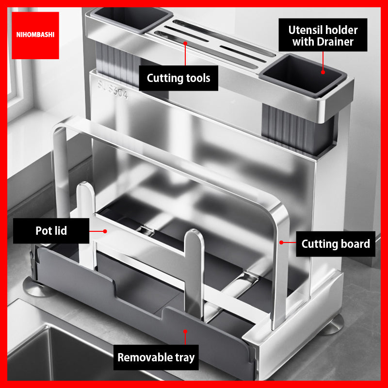 Knife Rack 304 Stainless Steel Pot Lid Cutting Board Holder Suction Base