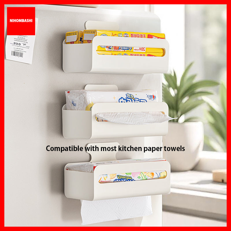 Magnetic Paper Towel Holder for Fridge No Drill Kitchen Tissue Organizer