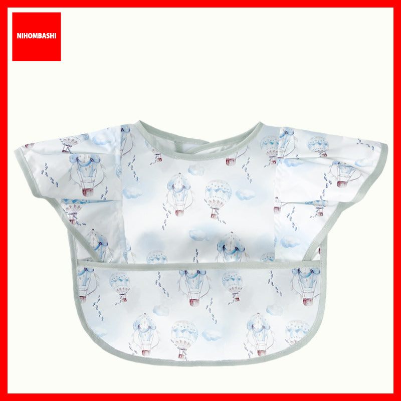 Long Sleeve Baby Weaning Bib with Pocket, Stain Resistant Feeding Smock