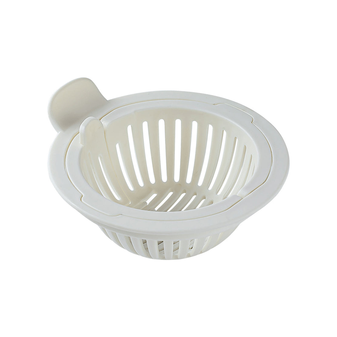 Kitchen sink strainer basket with press-down drain