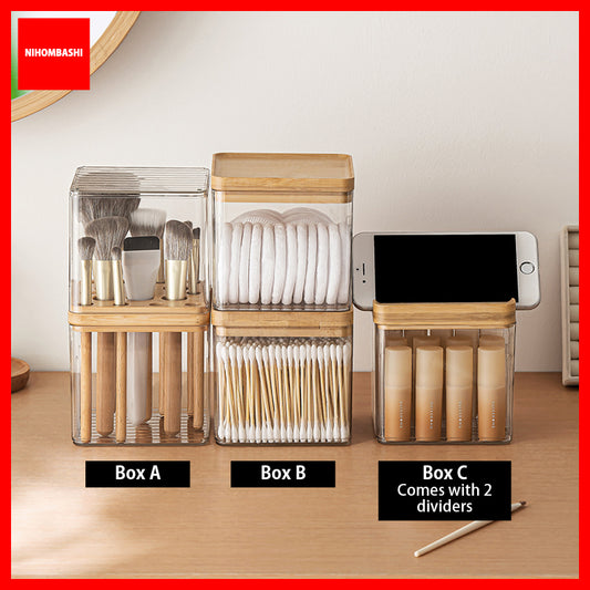 Bamboo Natural Wood Desktop Storage Box