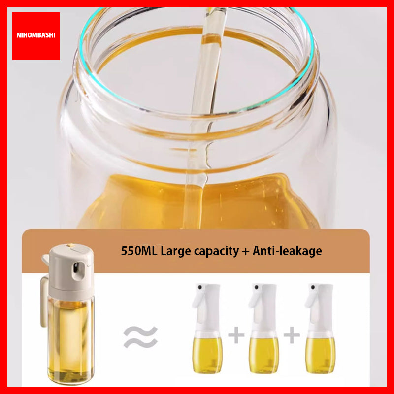 Oil Sprayer 2-in-1 Spray and Pour Glass Dispenser Bottle 550ml