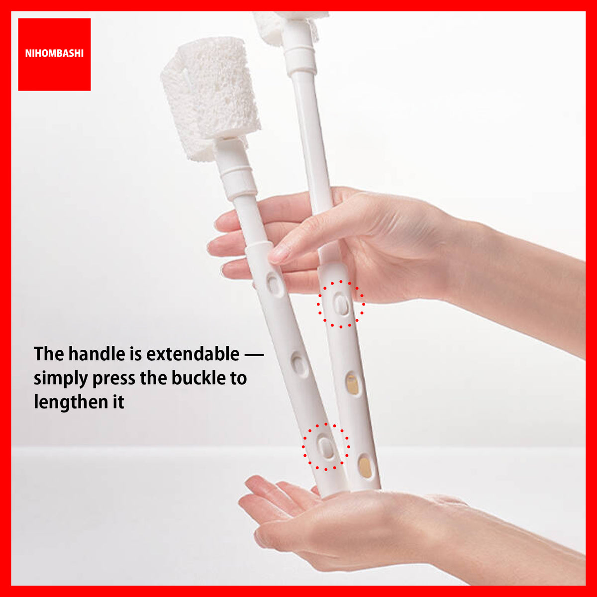 Cup and Bottle Cleaning Brush Extendable Long Handle Wood Pulp Sponge