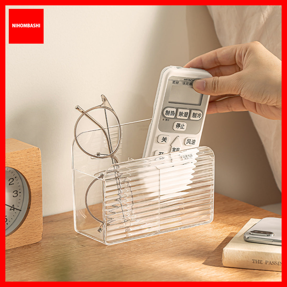 Remote Control Holder Wall Mount Storage Box for Glasses and Makeup