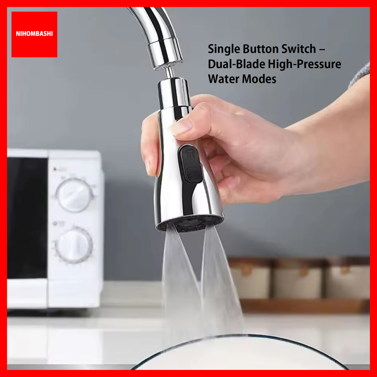 Kitchen Faucet Sprayer 3-Mode Tap Head Extender 360 Rotating Brass Spout