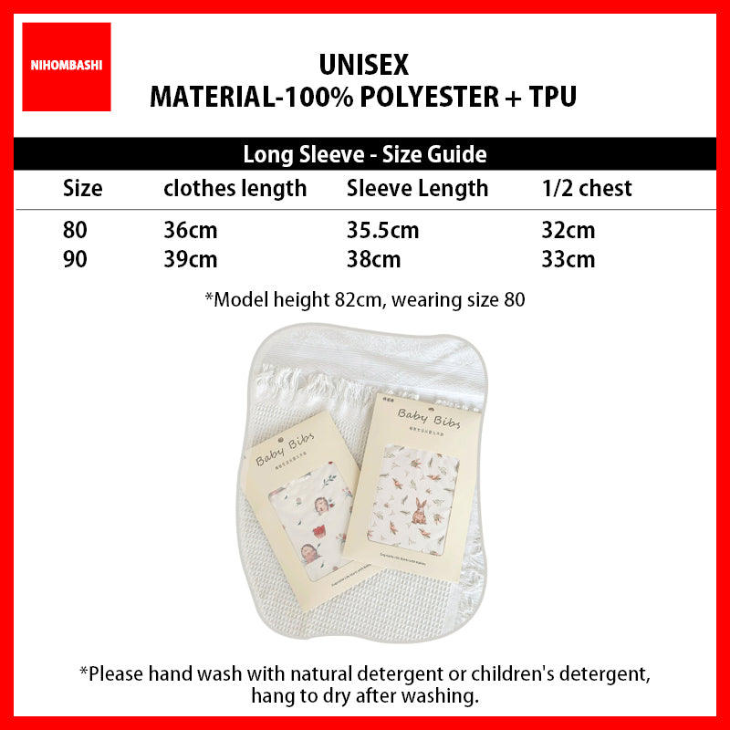 Long Sleeve Baby Weaning Bib with Pocket, Stain Resistant Feeding Smock