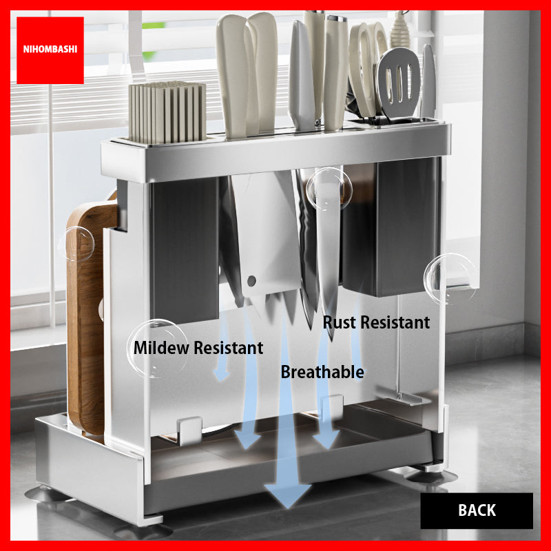 Knife Rack 304 Stainless Steel Pot Lid Cutting Board Holder Suction Base