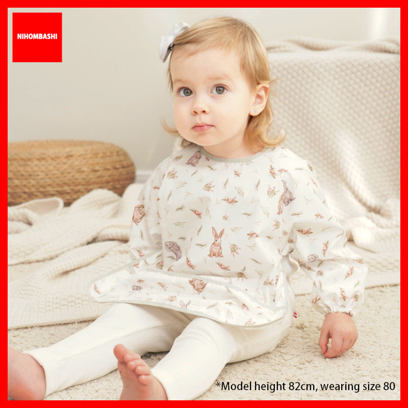 Long Sleeve Baby Weaning Bib with Pocket, Stain Resistant Feeding Smock