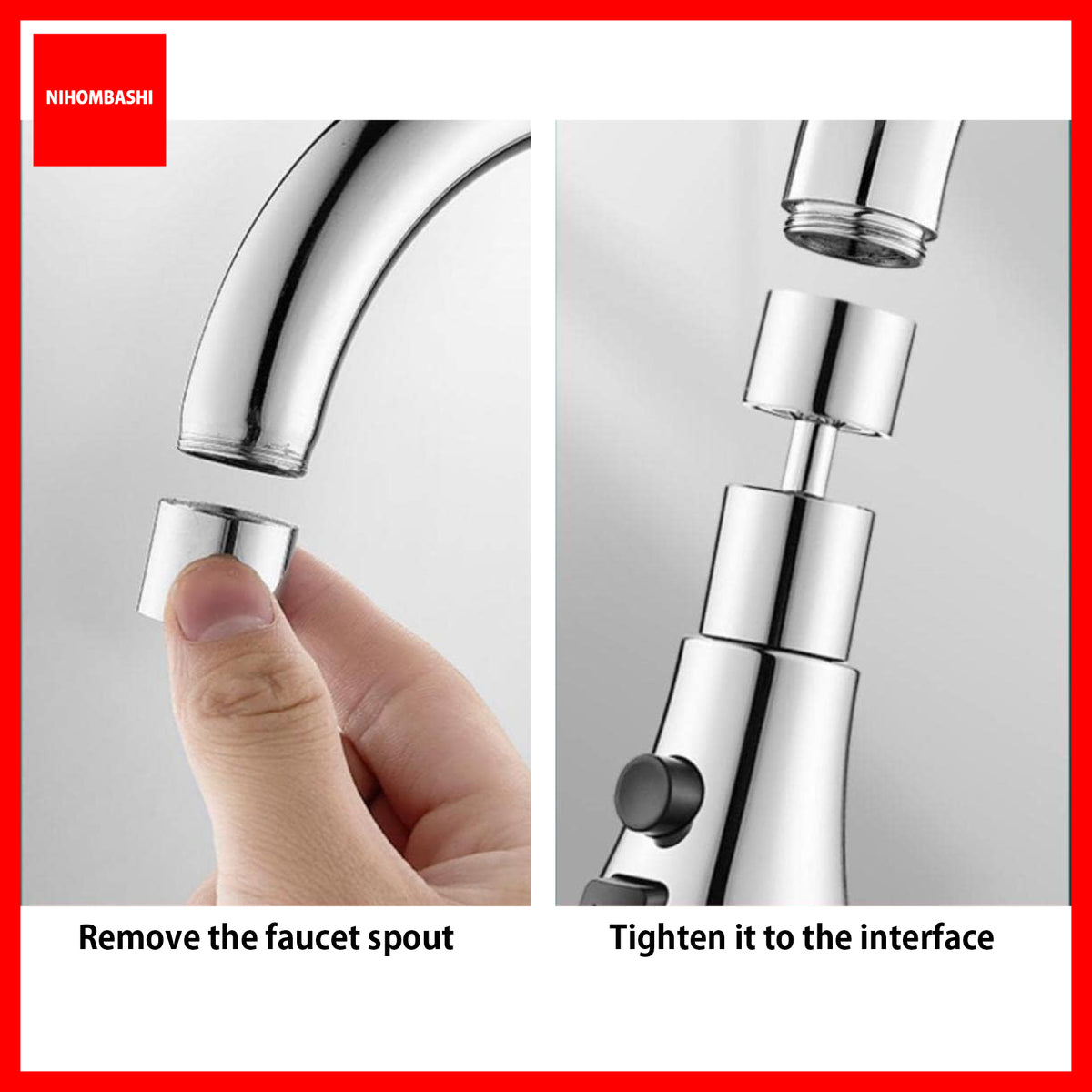Kitchen Faucet Sprayer 3-Mode Tap Head Extender 360 Rotating Brass Spout