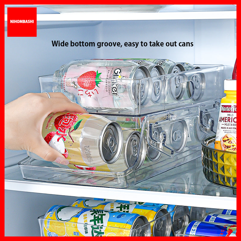 Fridge Can Organizer 2 Layer Rolling Drink Dispenser Holds 11 Cans