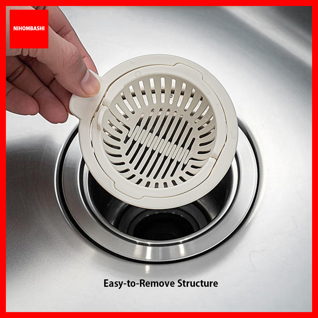 Kitchen Sink Strainer Basket PP Anti-Clog Drain Filter with Thumb Release