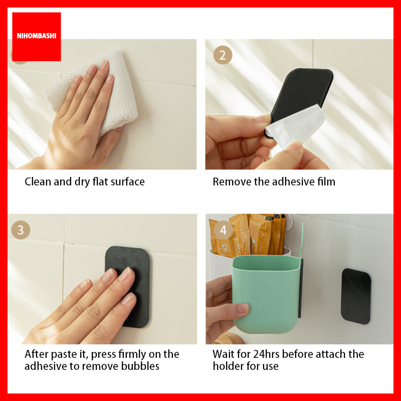 Magnetic Fridge Organizer Box, Kitchen Wall Holder with Adhesive Tape