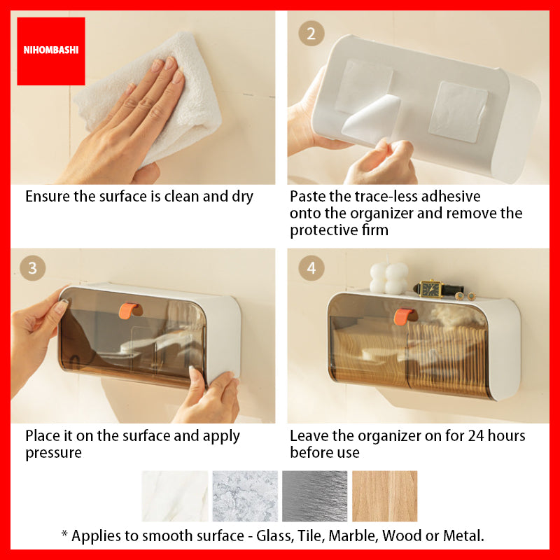 Sanitary Pad Organizer Wall Mounted Adhesive Bathroom Box for Makeup