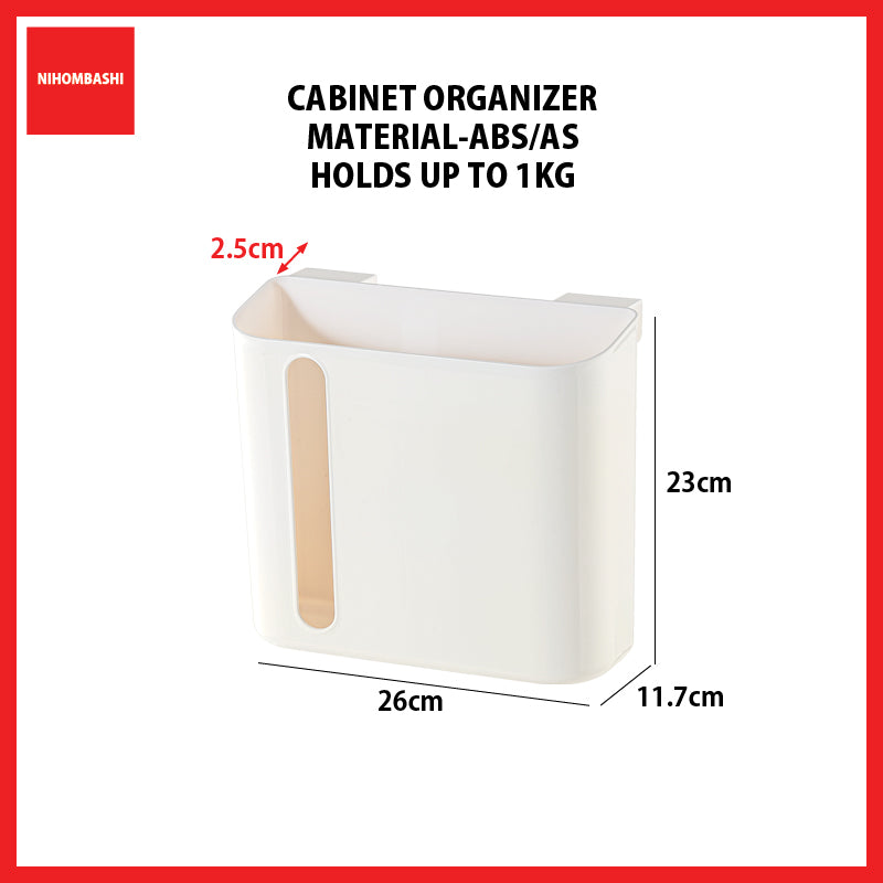 Kitchen Cabinet Hanging Organizer Bin No Drill Tissue Cling Wrap Storage