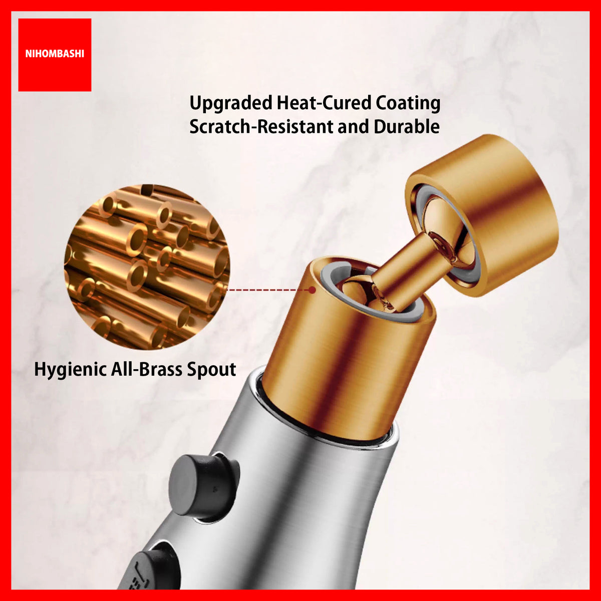 Kitchen Faucet Sprayer 3-Mode Tap Head Extender 360 Rotating Brass Spout