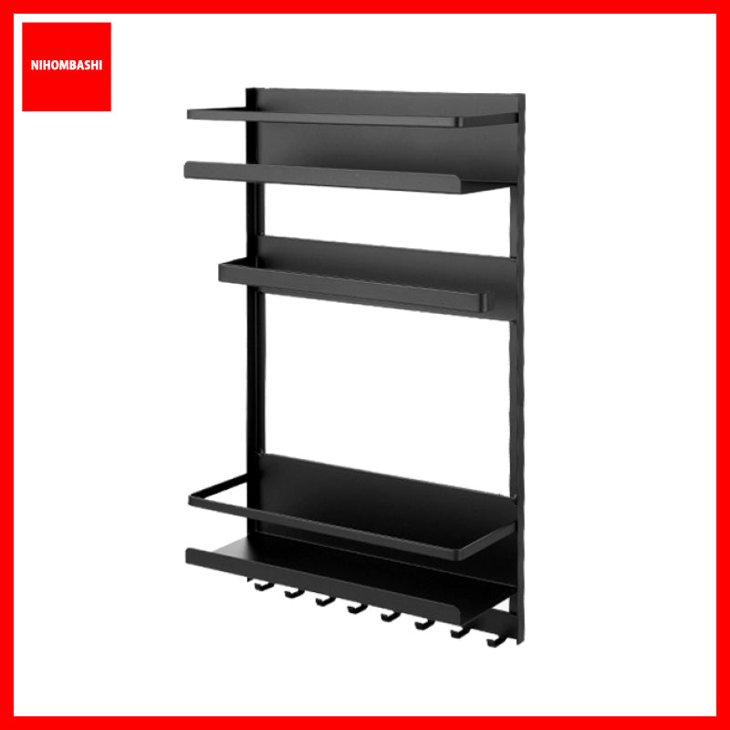 Magnetic Fridge Rack Spice Shelf Paper Towel Holder No Drill Carbon Steel