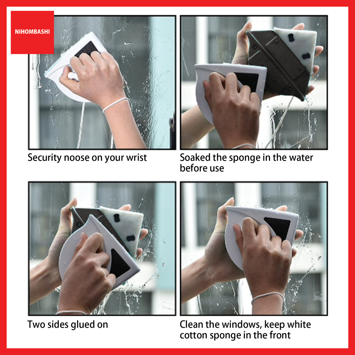 Double-Sided Magnetic Glass Cleaner, Window Wiper for Single Glass 3-8mm