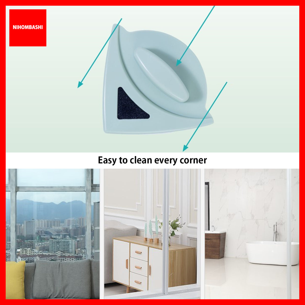 Double-Sided Magnetic Glass Cleaner, Window Wiper for Single Glass 3-8mm