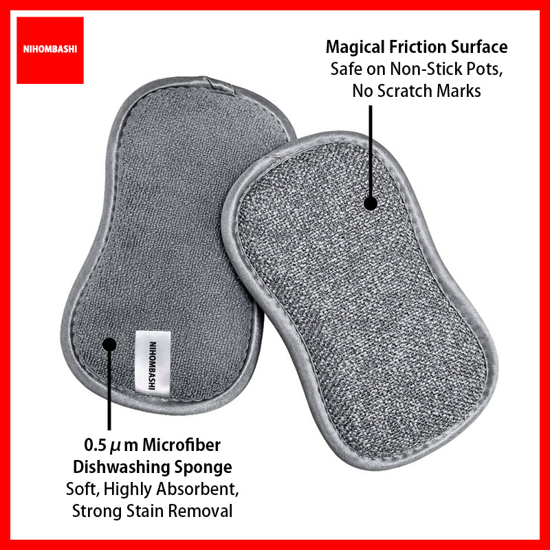 Magic Scrub Dish Sponge, Non-Scratch Double-Sided Kitchen Sponge 5pcs