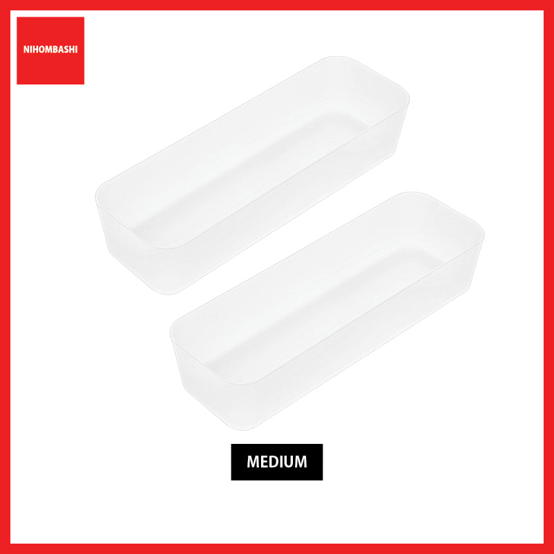 Drawer Organizer Tray, Semi Clear Plastic Divider Box for Makeup and Stationery