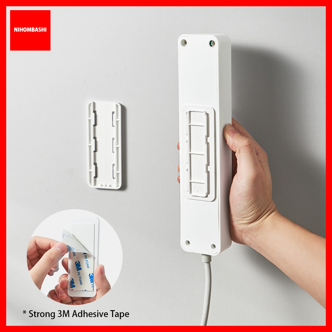 Power Strip Holder Wall Mounted No Drill Adhesive Cable Extender Organizer