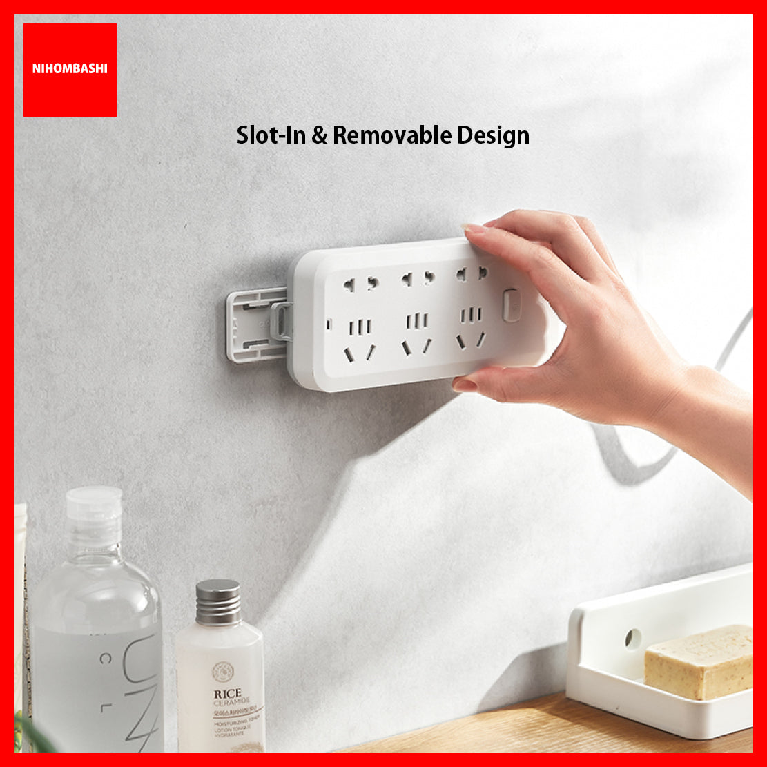 Power Strip Holder Wall Mounted No Drill Adhesive Cable Extender Organizer