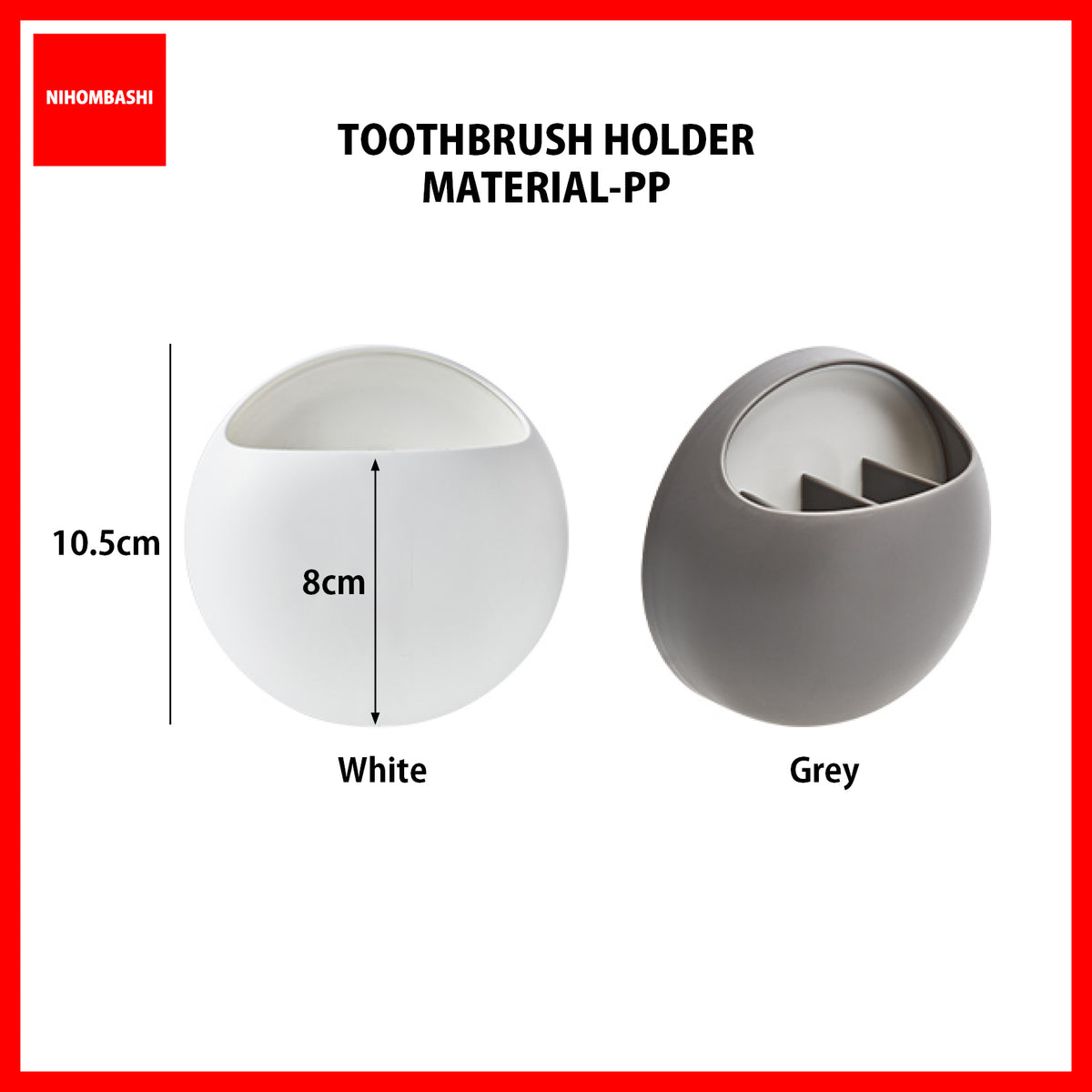 Toothbrush Holder Wall Mounted No Punch Adhesive with Drainage
