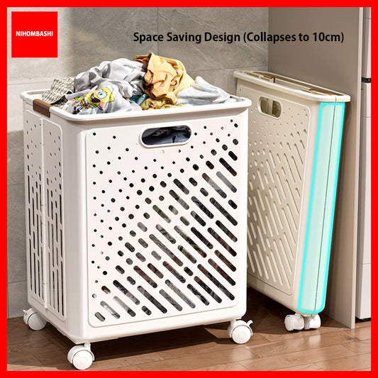 Foldable Laundry Basket with Handles Wheels