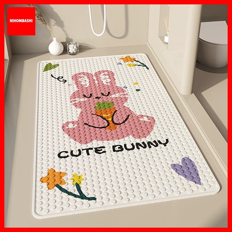 Anti Slip Bathroom Mat 50x80cm, Cartoon Shower Mat with Suction Cups