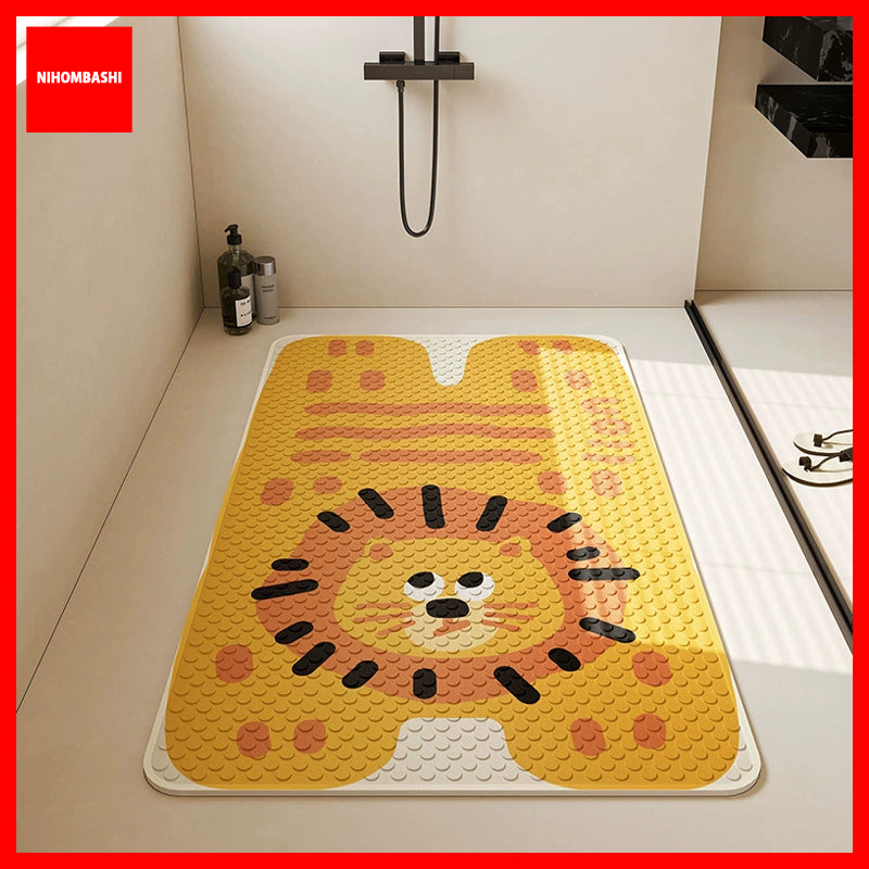 Anti Slip Bathroom Mat 50x80cm, Cartoon Shower Mat with Suction Cups