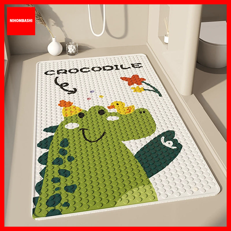 Anti Slip Bathroom Mat 50x80cm, Cartoon Shower Mat with Suction Cups