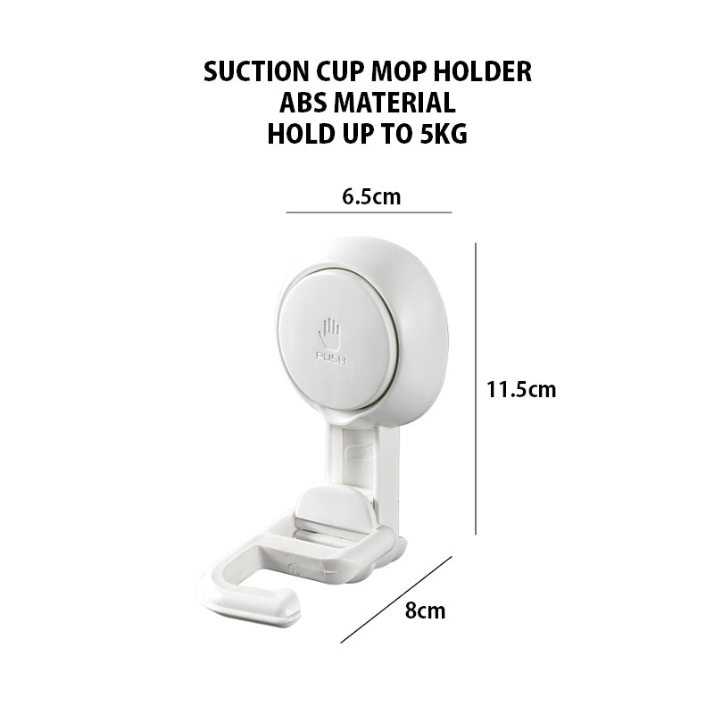 Vacuum Suction Cup Mop Holder Hook, Removable No Drill Broom Hanger