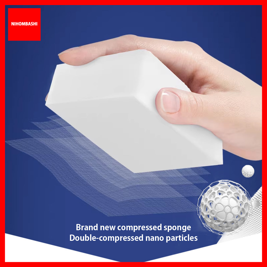 Magic Sponge Eraser, White Melamine Nano Sponge Double Compressed