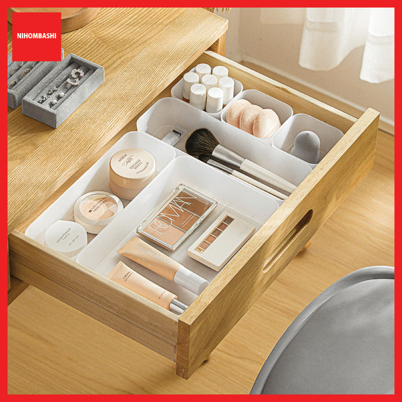 Drawer Organizer Tray, Semi Clear Plastic Divider Box for Makeup and Stationery