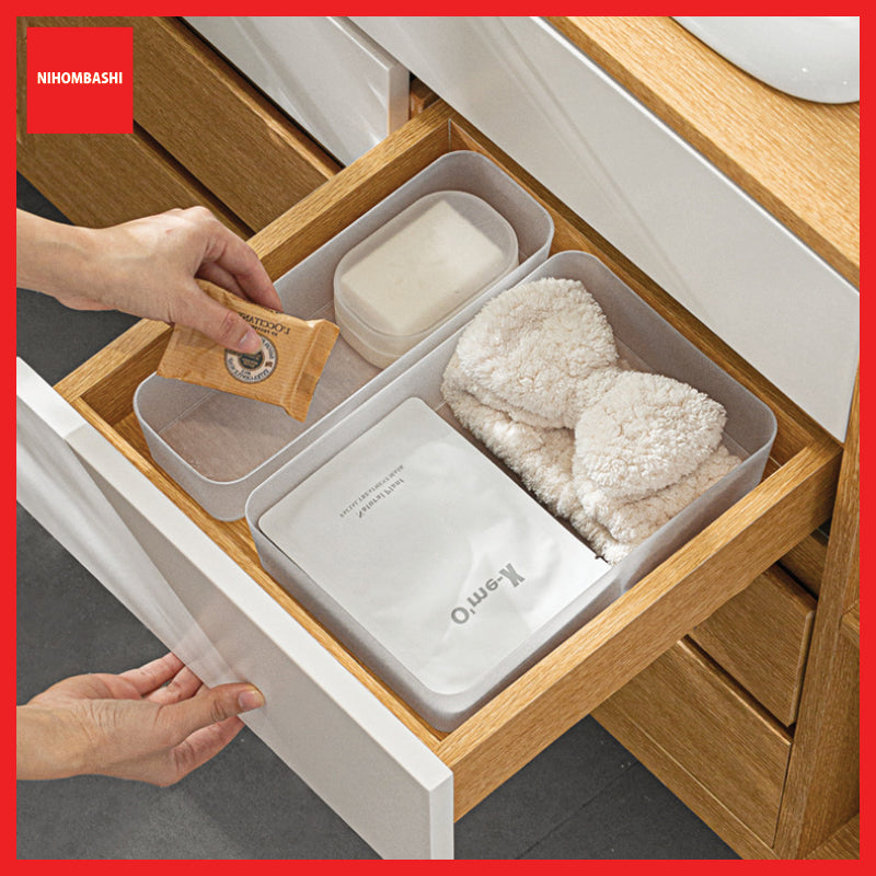Drawer Organizer Tray, Semi Clear Plastic Divider Box for Makeup and Stationery
